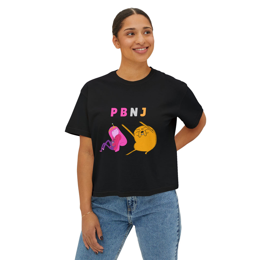 PB&J Cartoon Women's Boxy Tee — Cute Peanut Butter & Jelly Graphic T-Shirt