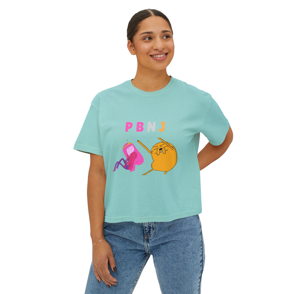 PB&J Cartoon Women's Boxy Tee — Cute Peanut Butter & Jelly Graphic T-Shirt