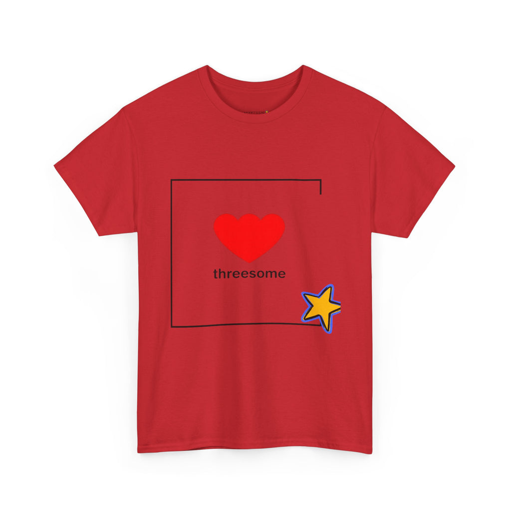 Threesome Heart Graphic Tee — Cute Star Accent Casual T-Shirt