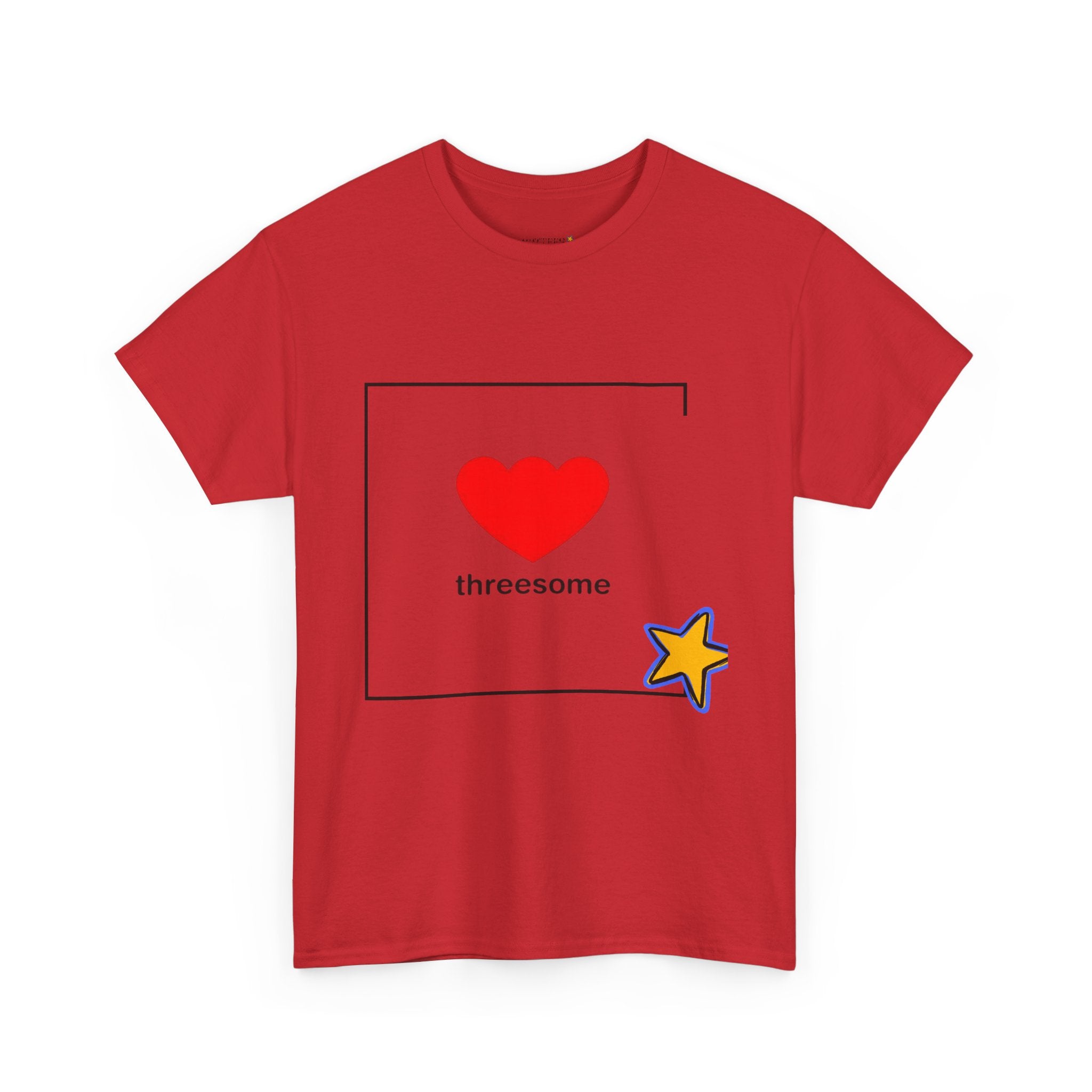 Threesome Heart Graphic Tee — Cute Star Accent Casual T-Shirt
