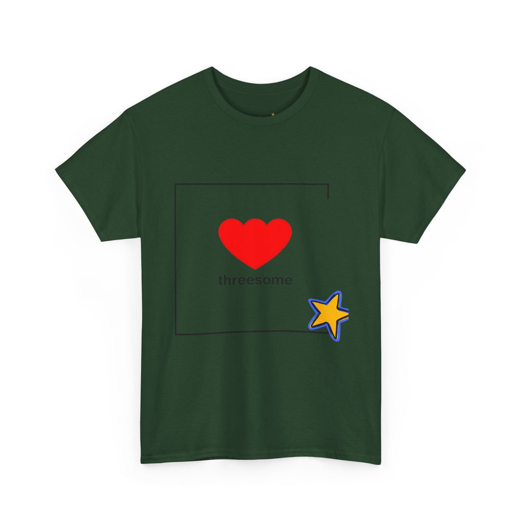 Threesome Heart Graphic Tee — Cute Star Accent Casual T-Shirt