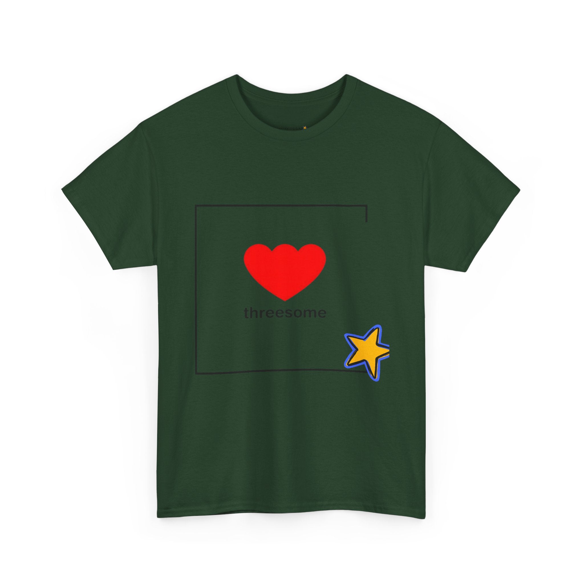 Threesome Heart Graphic Tee — Cute Star Accent Casual T-Shirt