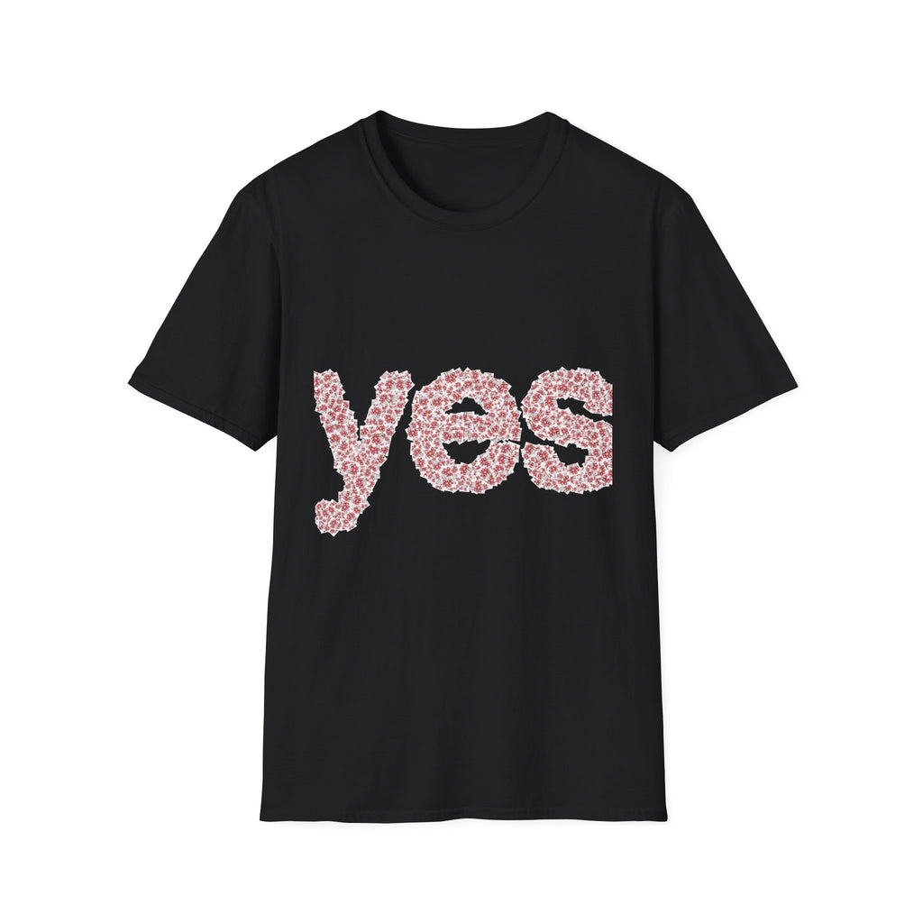 Yes Floral Graphic T-Shirt — Pink Petal Typography Tee