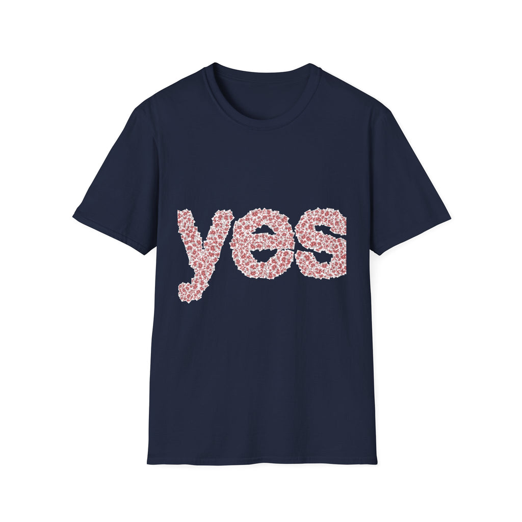 Yes Floral Graphic T-Shirt — Pink Petal Typography Tee