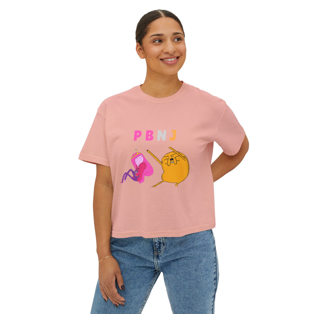 PB&J Cartoon Women's Boxy Tee — Cute Peanut Butter & Jelly Graphic T-Shirt