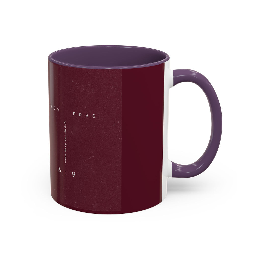 Proverbs 6:9 Burgundy Accent Coffee Mug – Inspirational Scripture Ceramic Mug