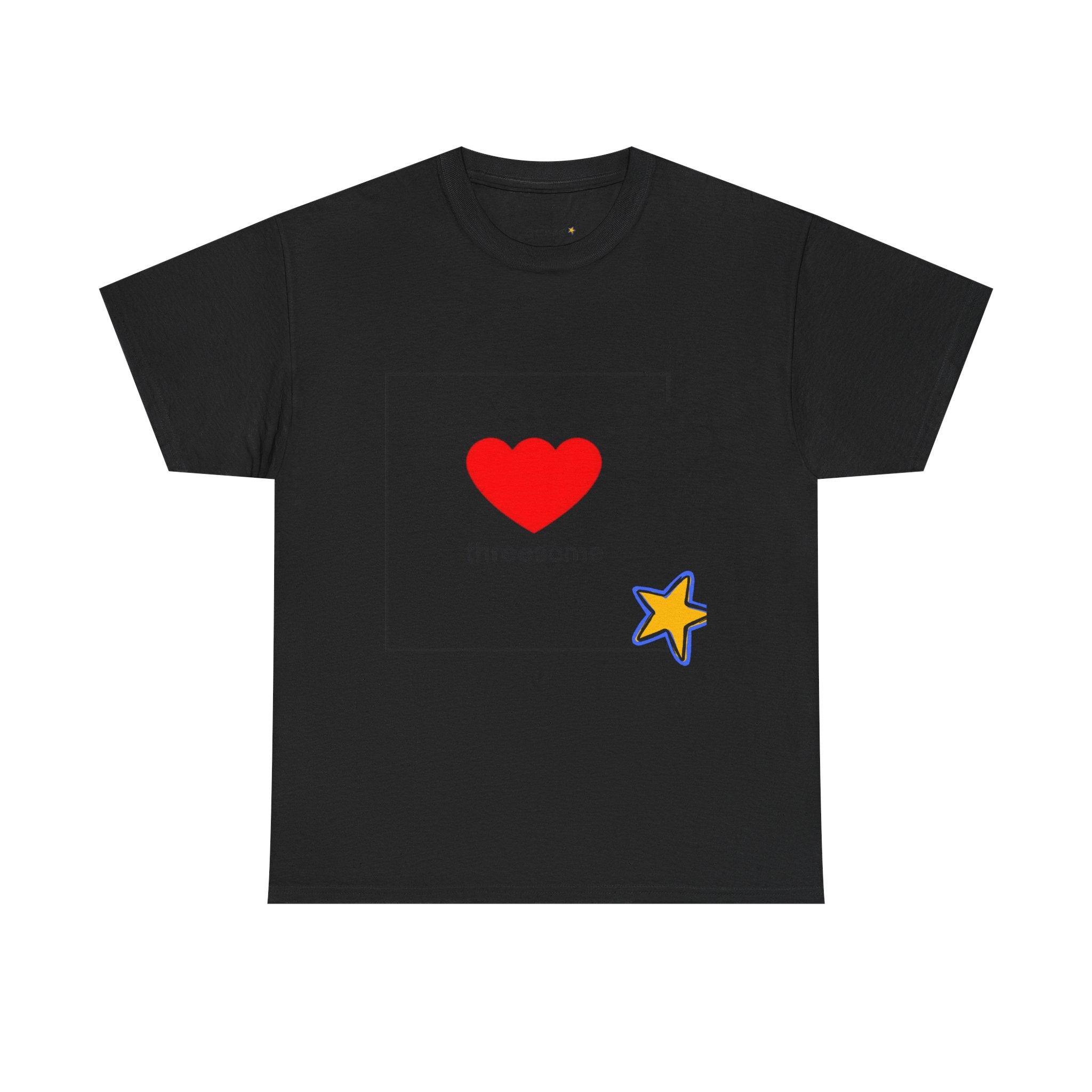 Threesome Heart Graphic Tee — Cute Star Accent Casual T-Shirt