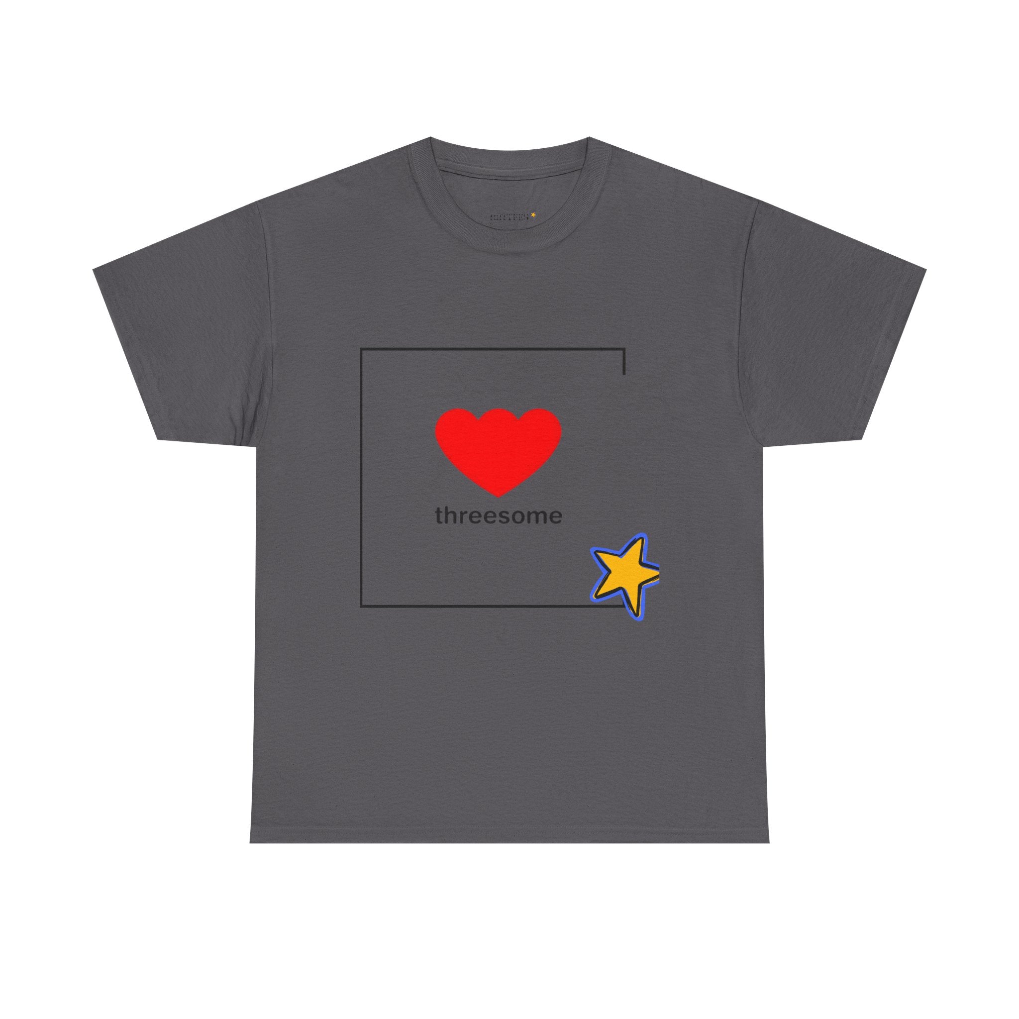 Threesome Heart Graphic Tee — Cute Star Accent Casual T-Shirt