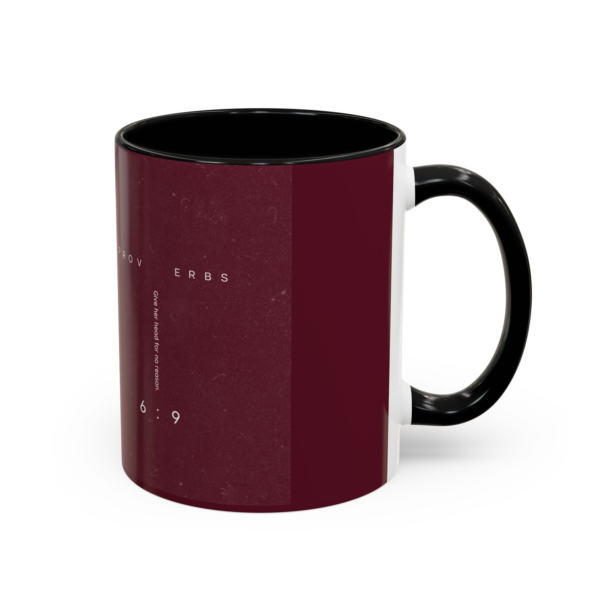 Proverbs 6:9 Burgundy Accent Coffee Mug – Inspirational Scripture Ceramic Mug