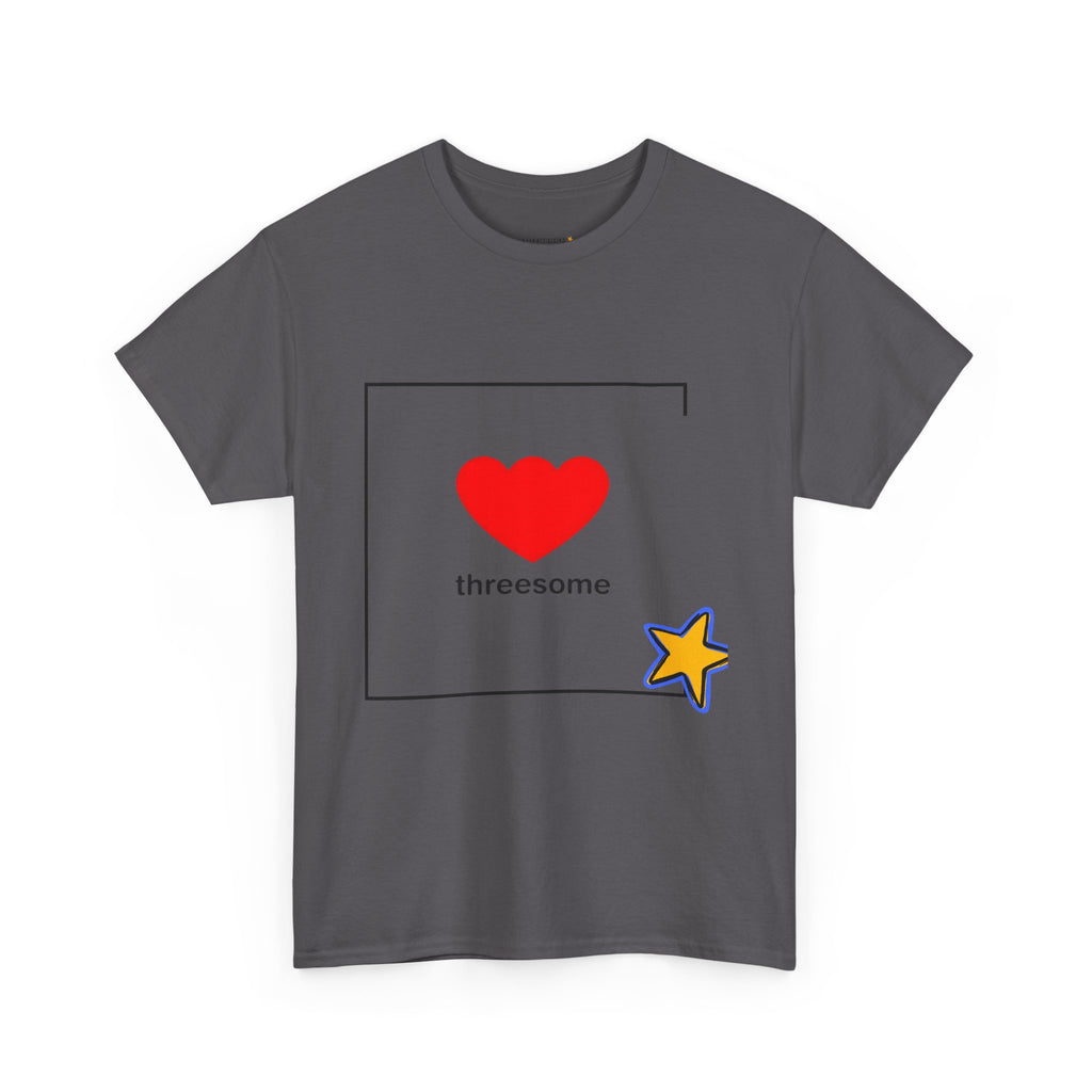Threesome Heart Graphic Tee — Cute Star Accent Casual T-Shirt