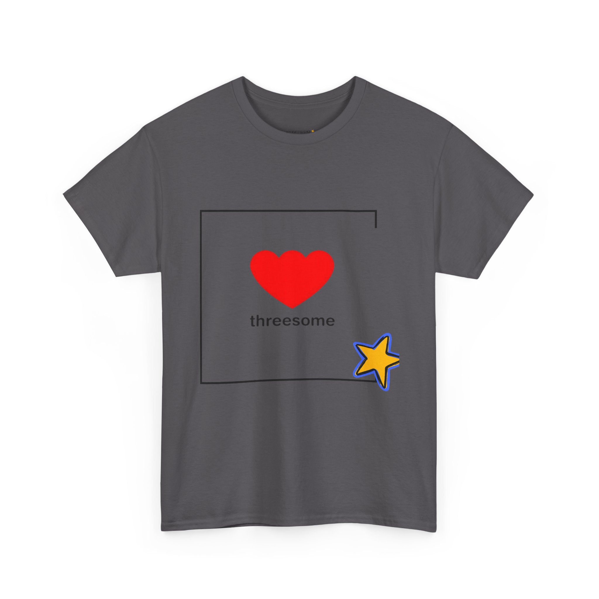 Threesome Heart Graphic Tee — Cute Star Accent Casual T-Shirt
