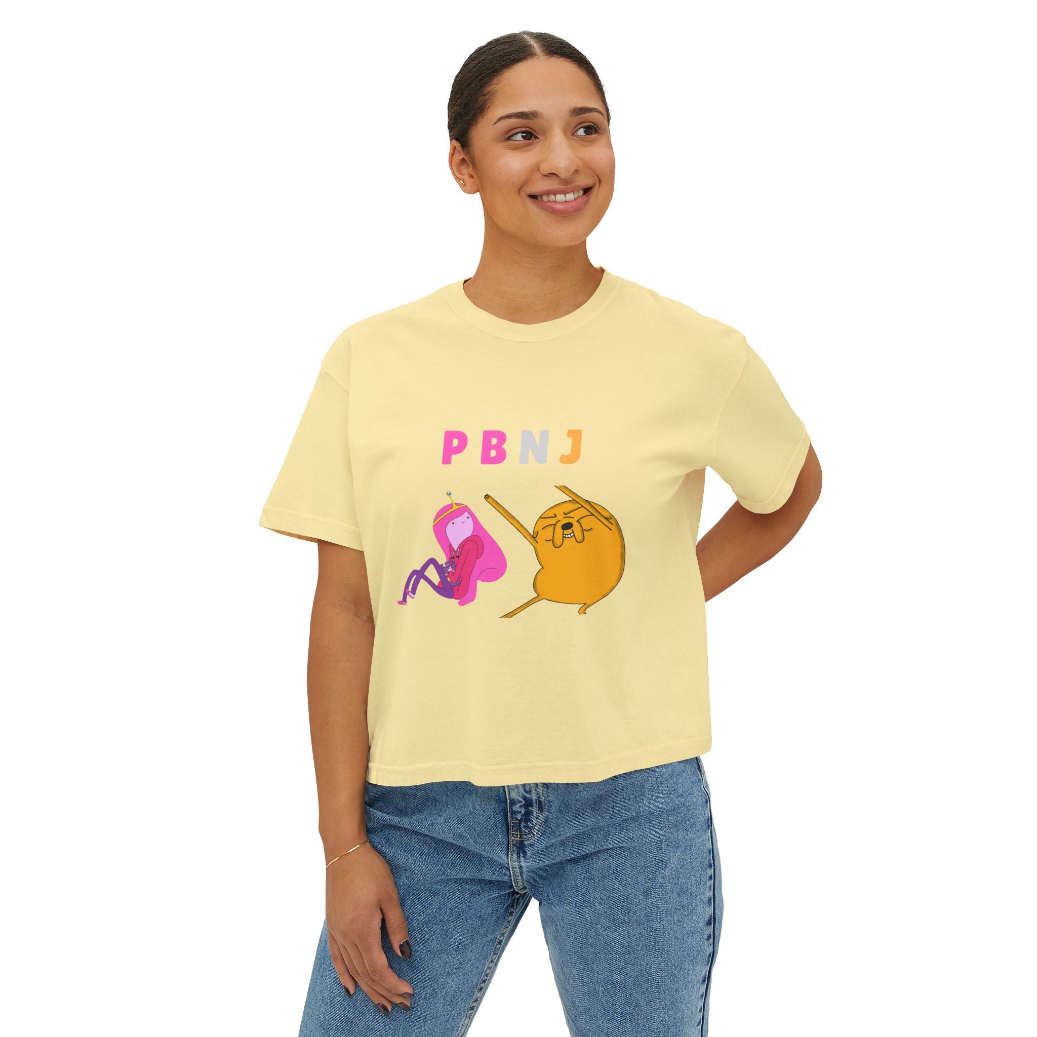 PB&J Cartoon Women's Boxy Tee — Cute Peanut Butter & Jelly Graphic T-Shirt