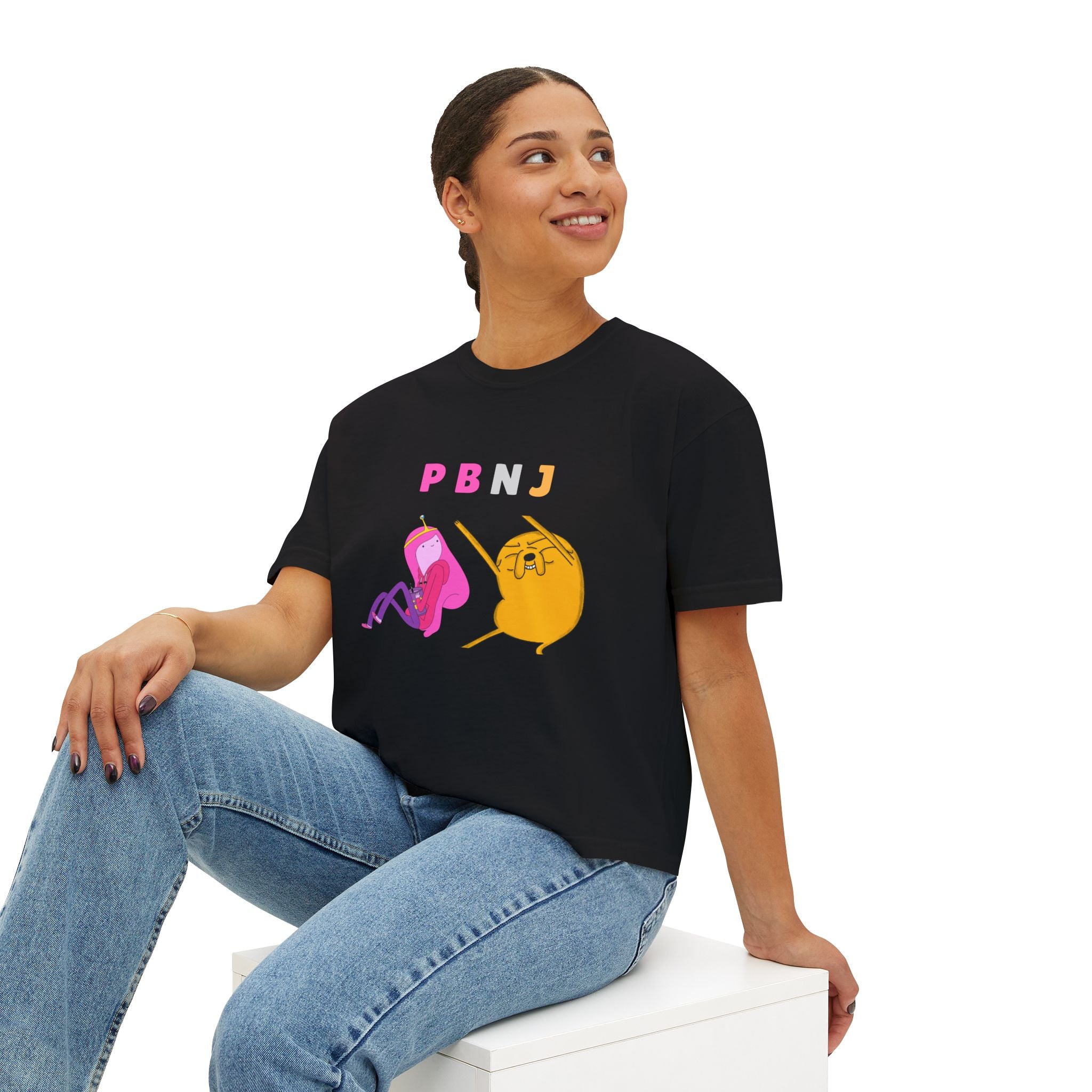 PB&J Cartoon Women's Boxy Tee — Cute Peanut Butter & Jelly Graphic T-Shirt