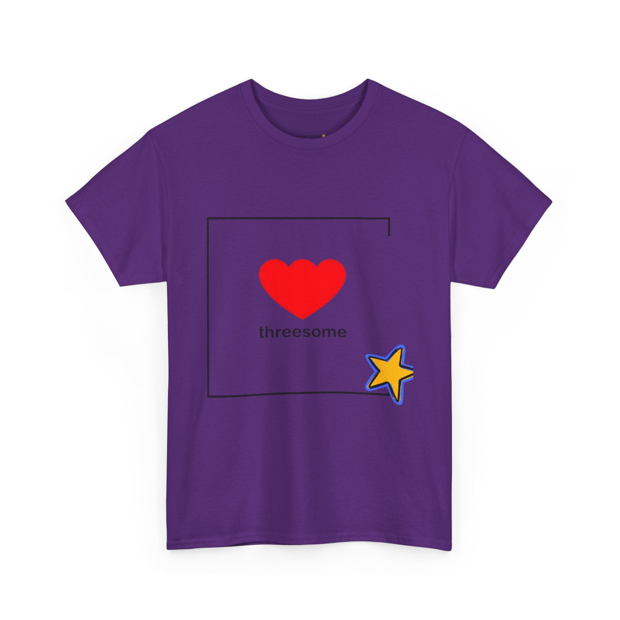 Threesome Heart Graphic Tee — Cute Star Accent Casual T-Shirt