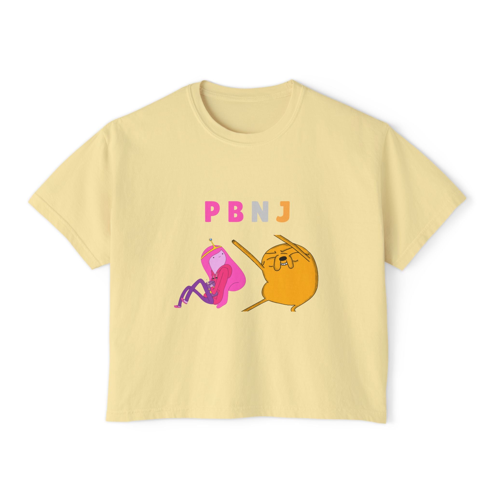 PB&J Cartoon Women's Boxy Tee — Cute Peanut Butter & Jelly Graphic T-Shirt