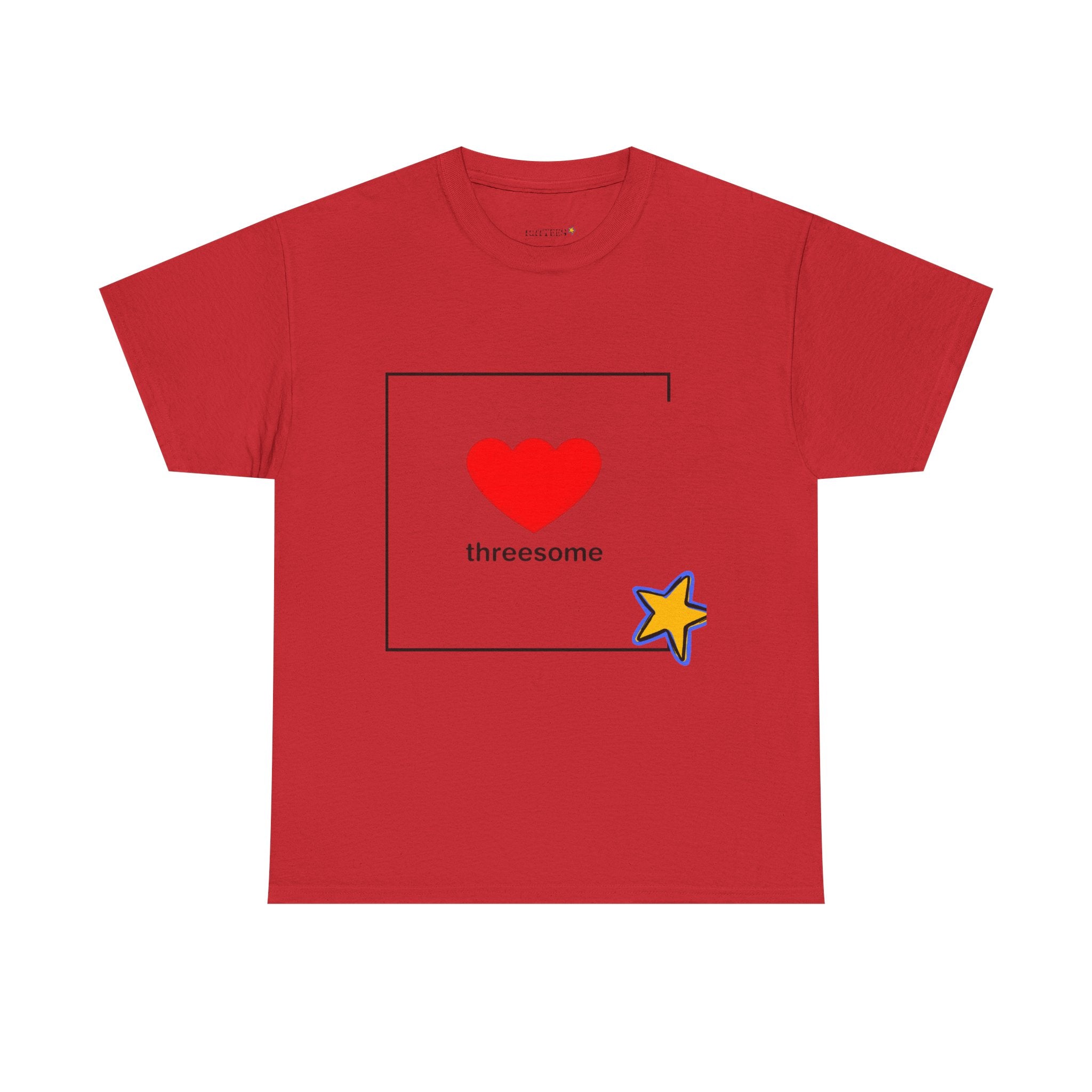 Threesome Heart Graphic Tee — Cute Star Accent Casual T-Shirt