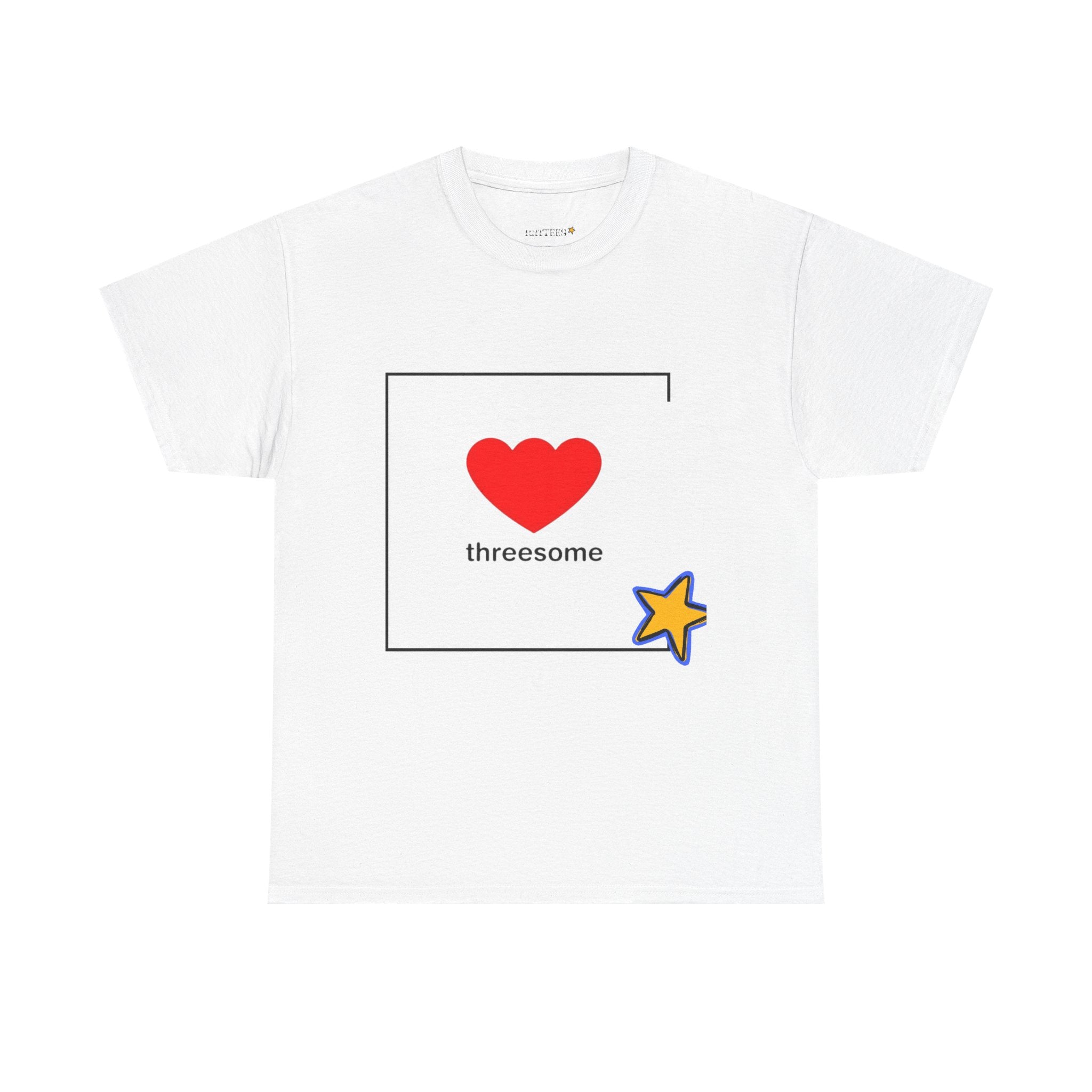Threesome Heart Graphic Tee — Cute Star Accent Casual T-Shirt