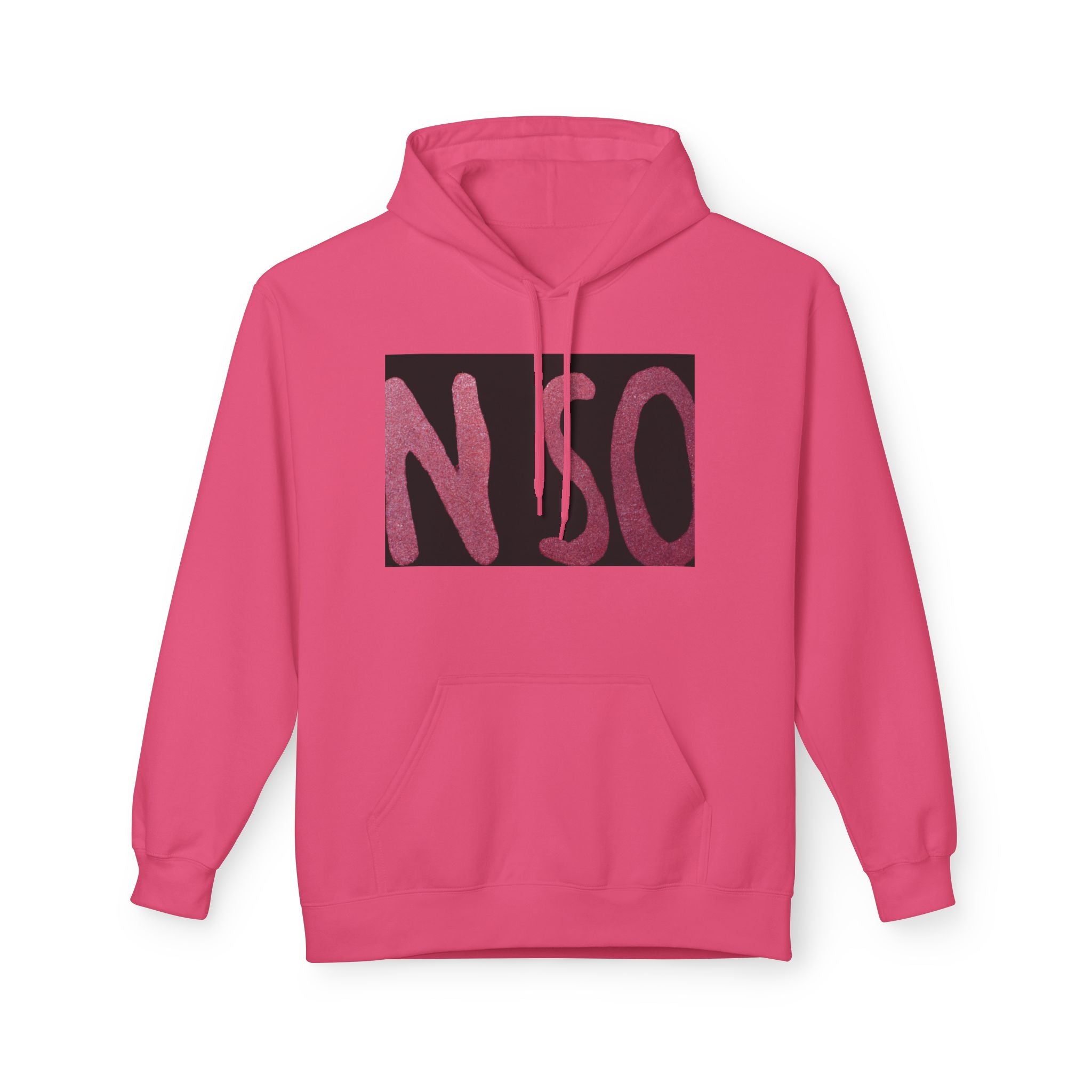 NSO Graphic Hoodie — Pink Brushstroke Logo Pullover
