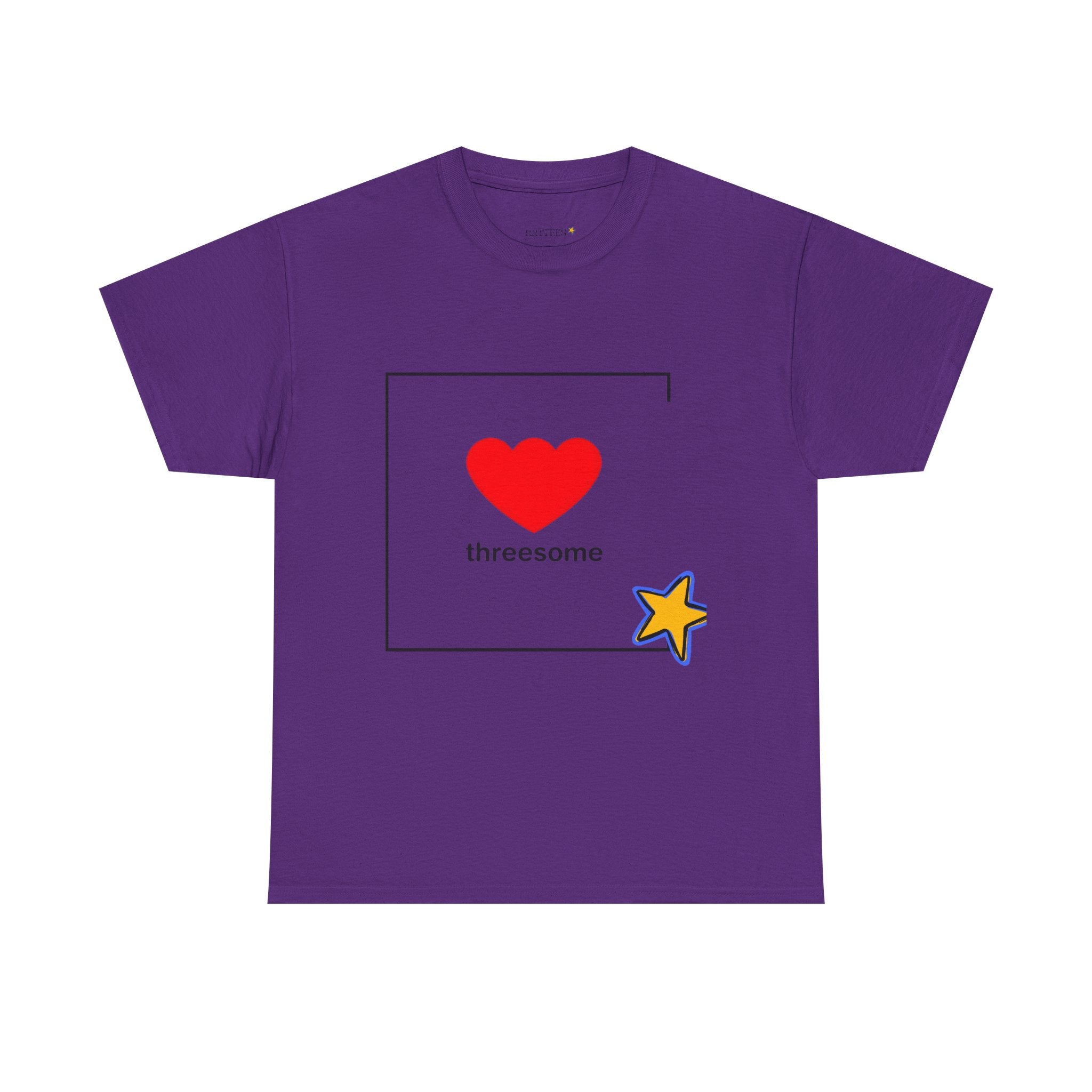 Threesome Heart Graphic Tee — Cute Star Accent Casual T-Shirt