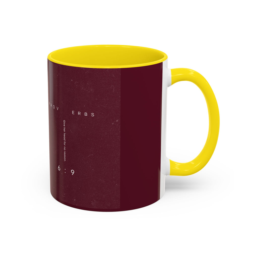 Proverbs 6:9 Burgundy Accent Coffee Mug – Inspirational Scripture Ceramic Mug