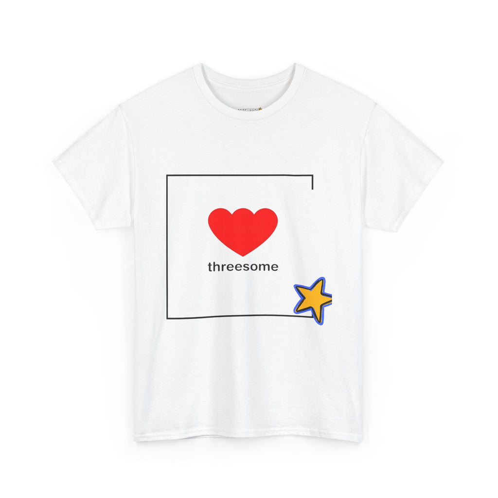 Threesome Heart Graphic Tee — Cute Star Accent Casual T-Shirt