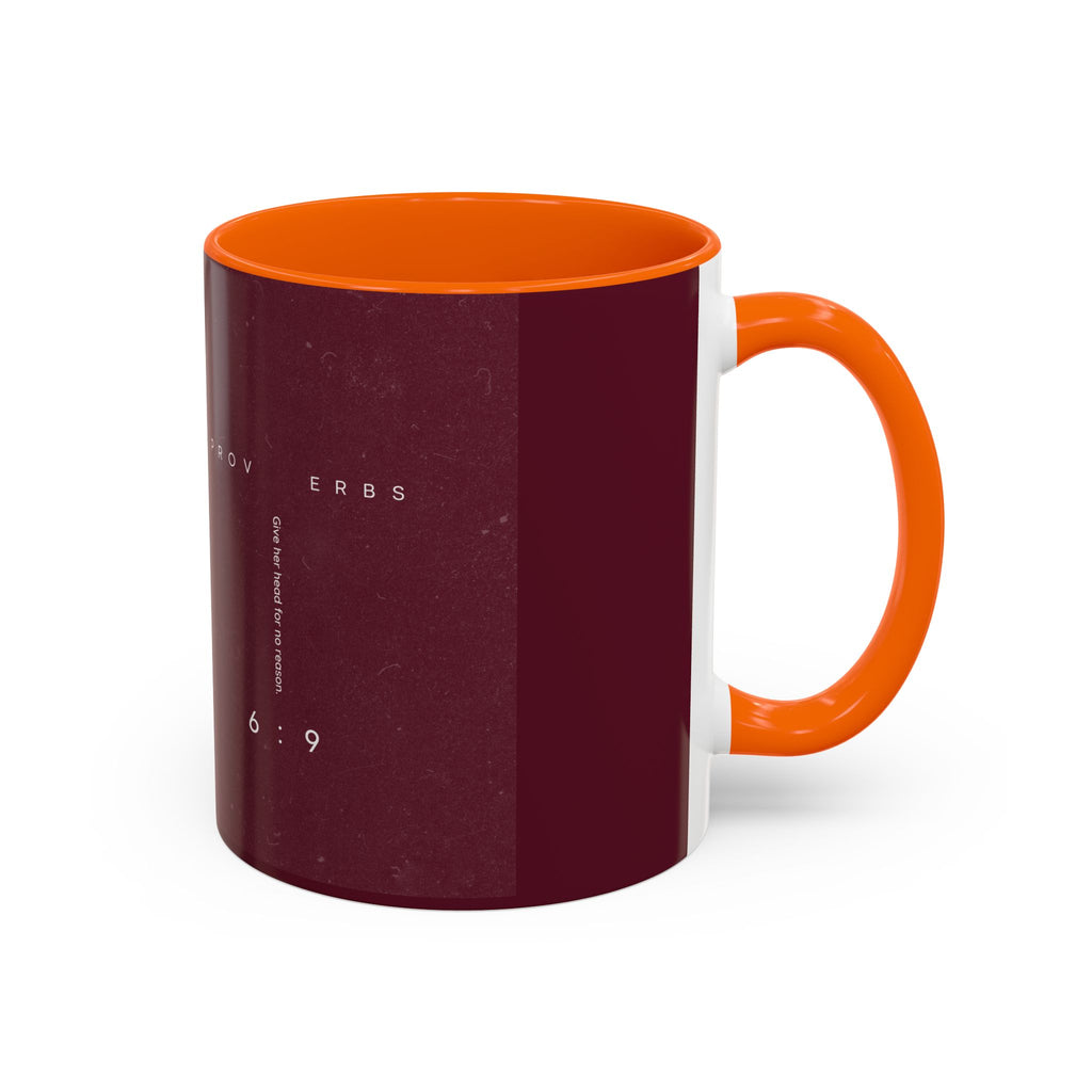 Proverbs 6:9 Burgundy Accent Coffee Mug – Inspirational Scripture Ceramic Mug