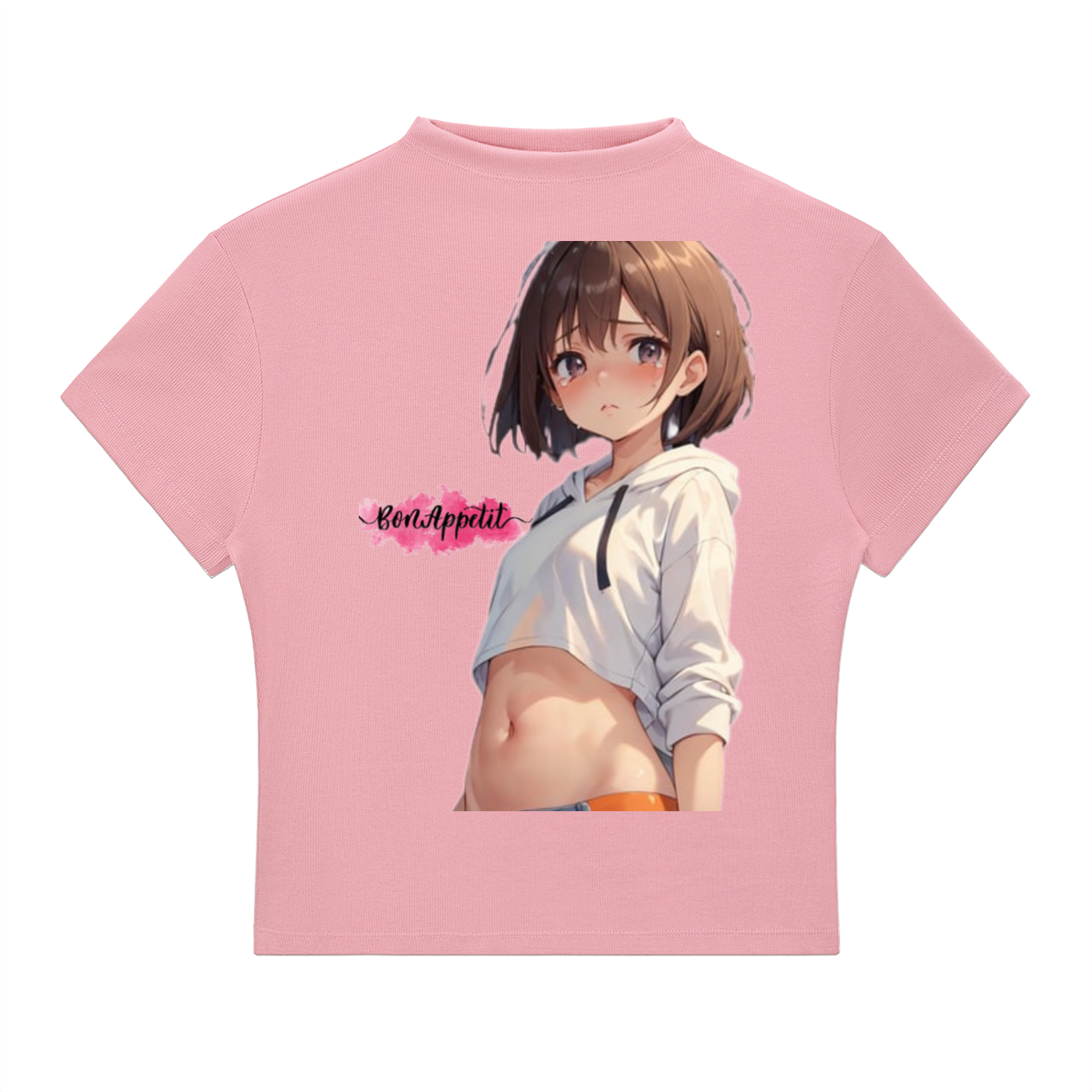 anime girl Slim Fit Mock Neck T-Shirt