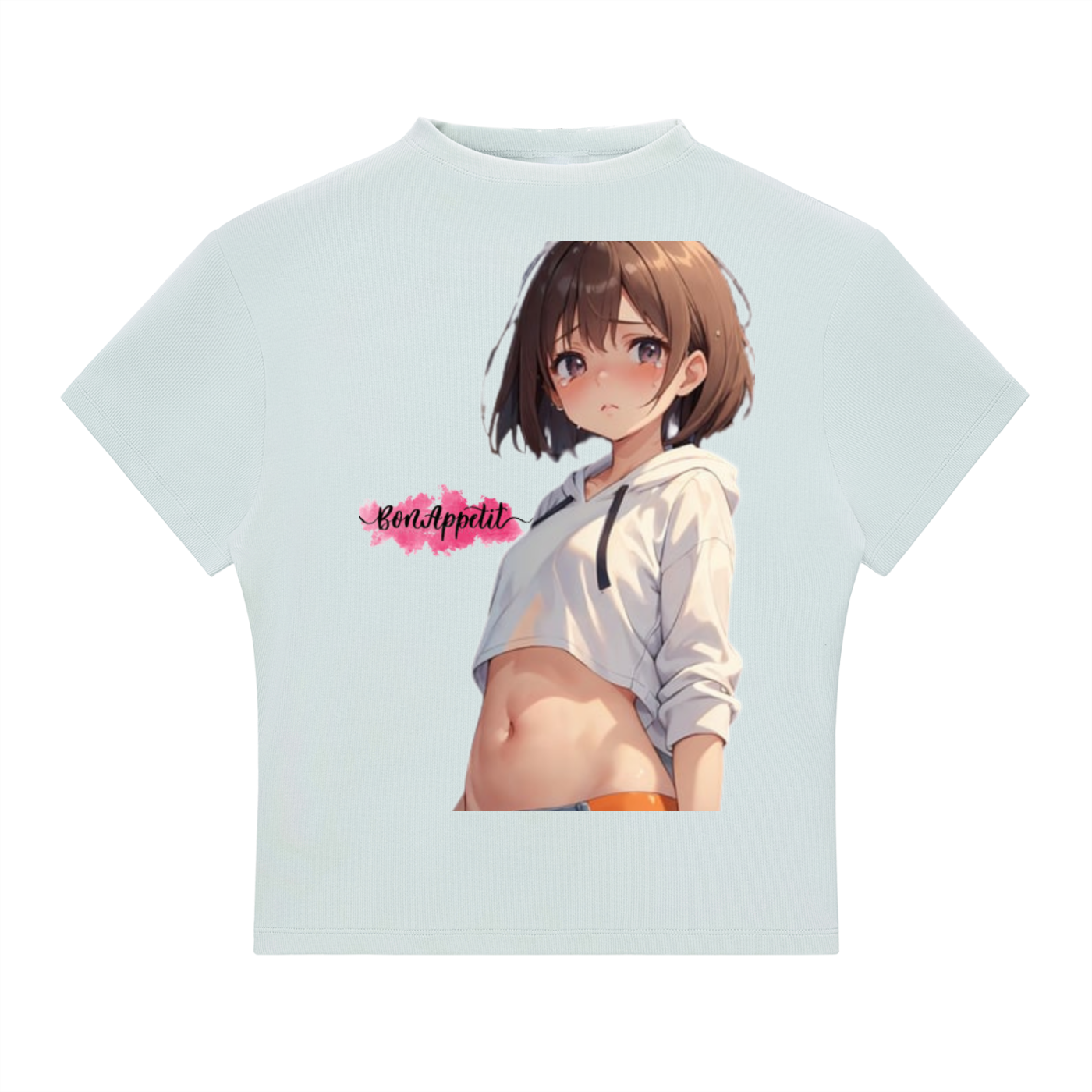 anime girl Slim Fit Mock Neck T-Shirt