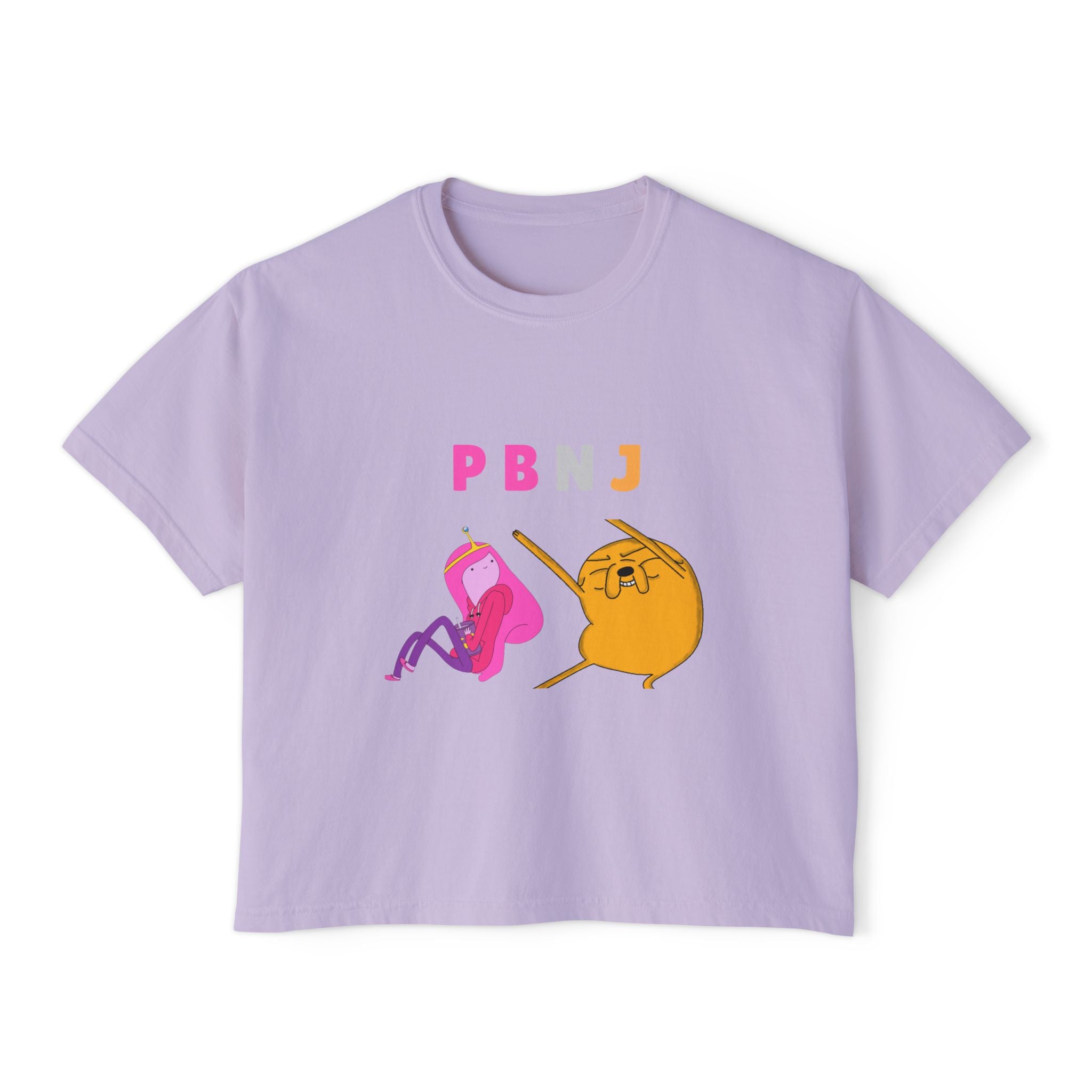 PB&J Cartoon Women's Boxy Tee — Cute Peanut Butter & Jelly Graphic T-Shirt
