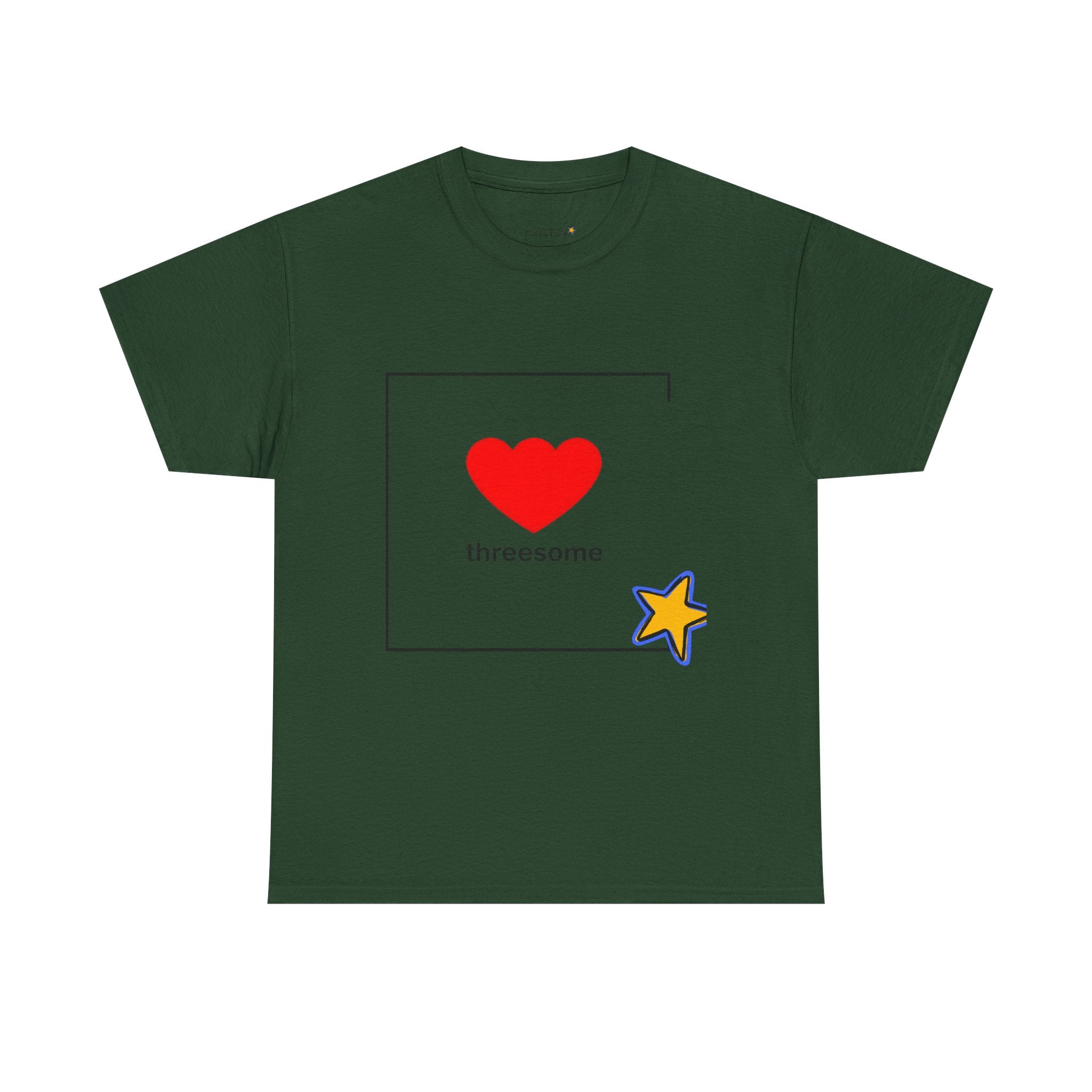 Threesome Heart Graphic Tee — Cute Star Accent Casual T-Shirt