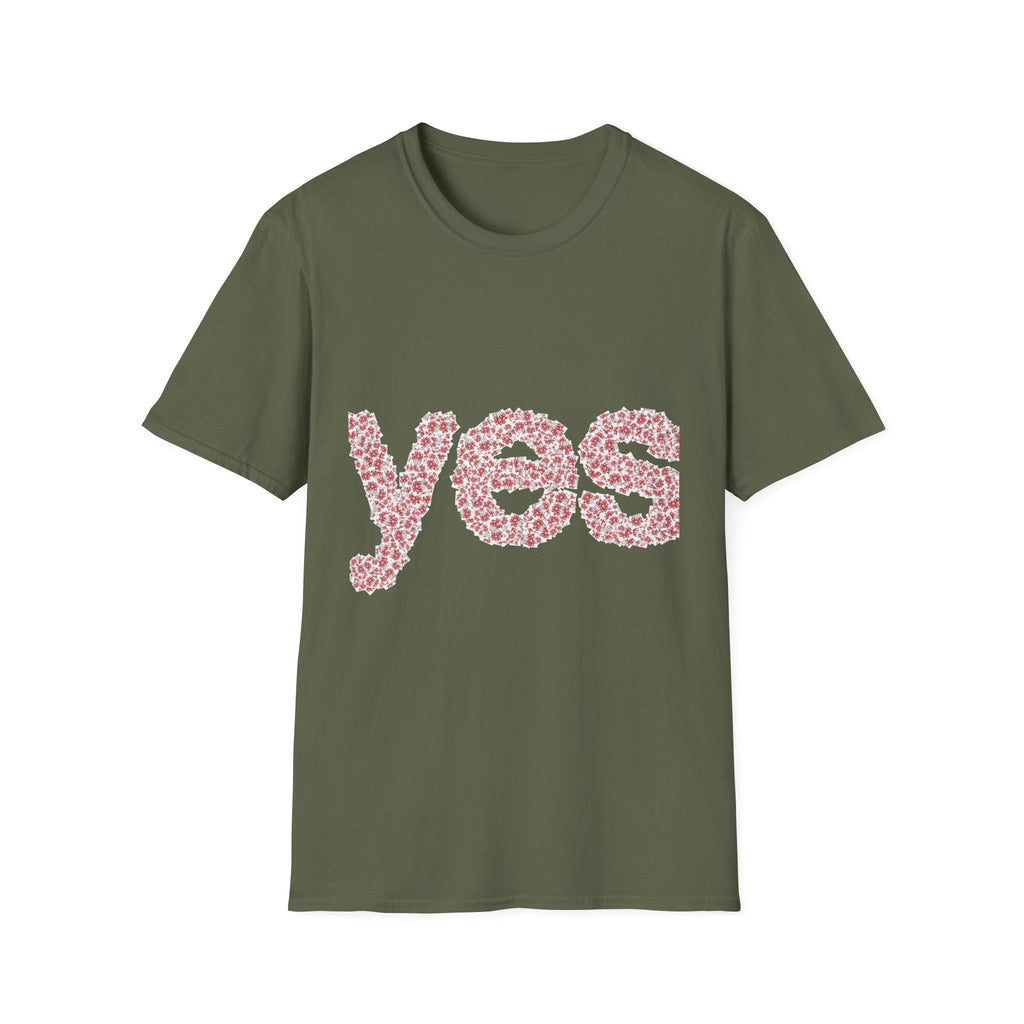 Yes Floral Graphic T-Shirt — Pink Petal Typography Tee