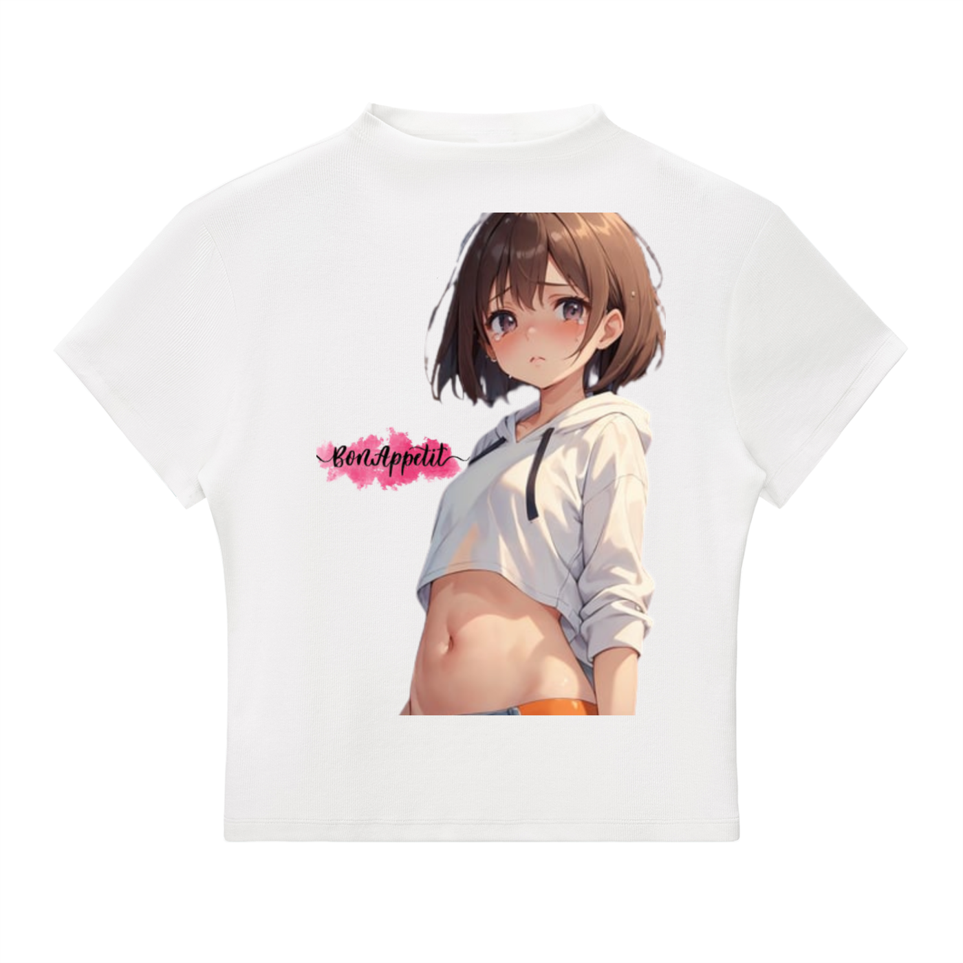 anime girl Slim Fit Mock Neck T-Shirt