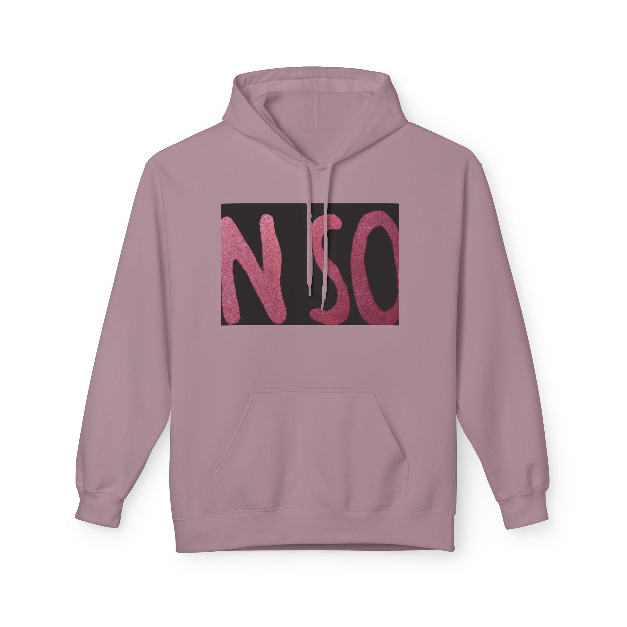 NSO Graphic Hoodie — Pink Brushstroke Logo Pullover