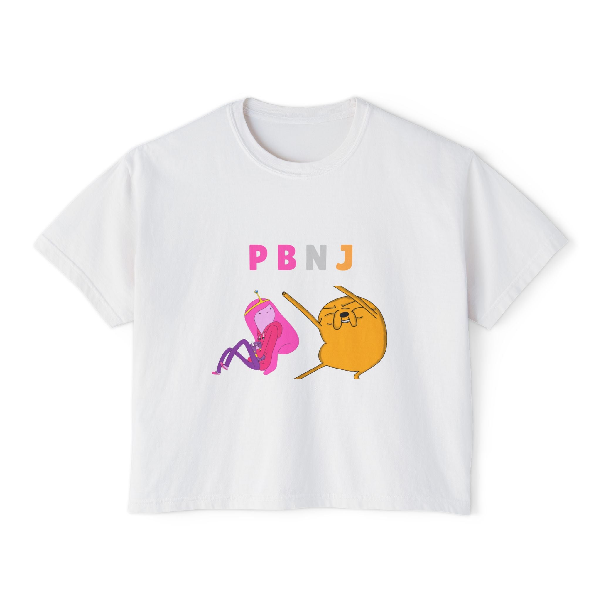 PB&J Cartoon Women's Boxy Tee — Cute Peanut Butter & Jelly Graphic T-Shirt