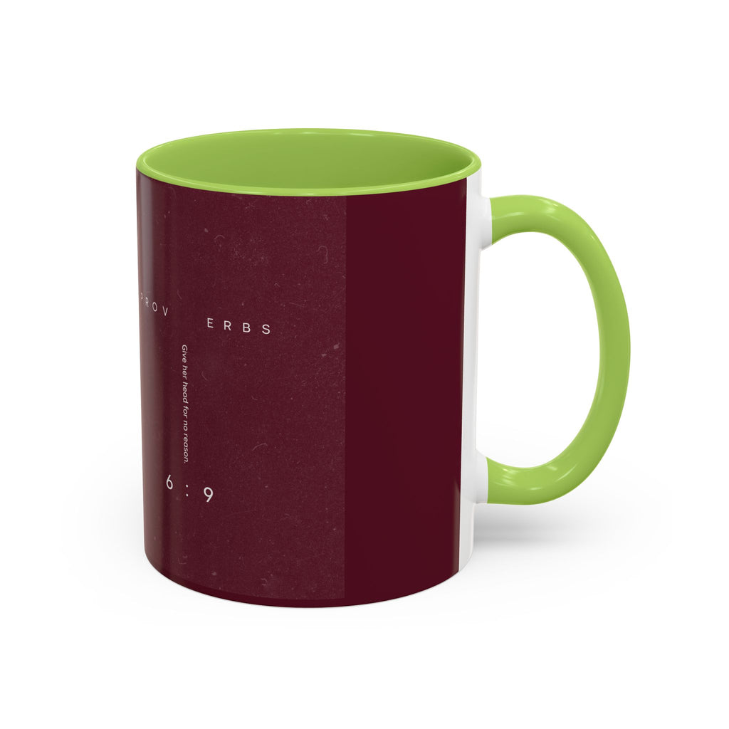 Proverbs 6:9 Burgundy Accent Coffee Mug – Inspirational Scripture Ceramic Mug