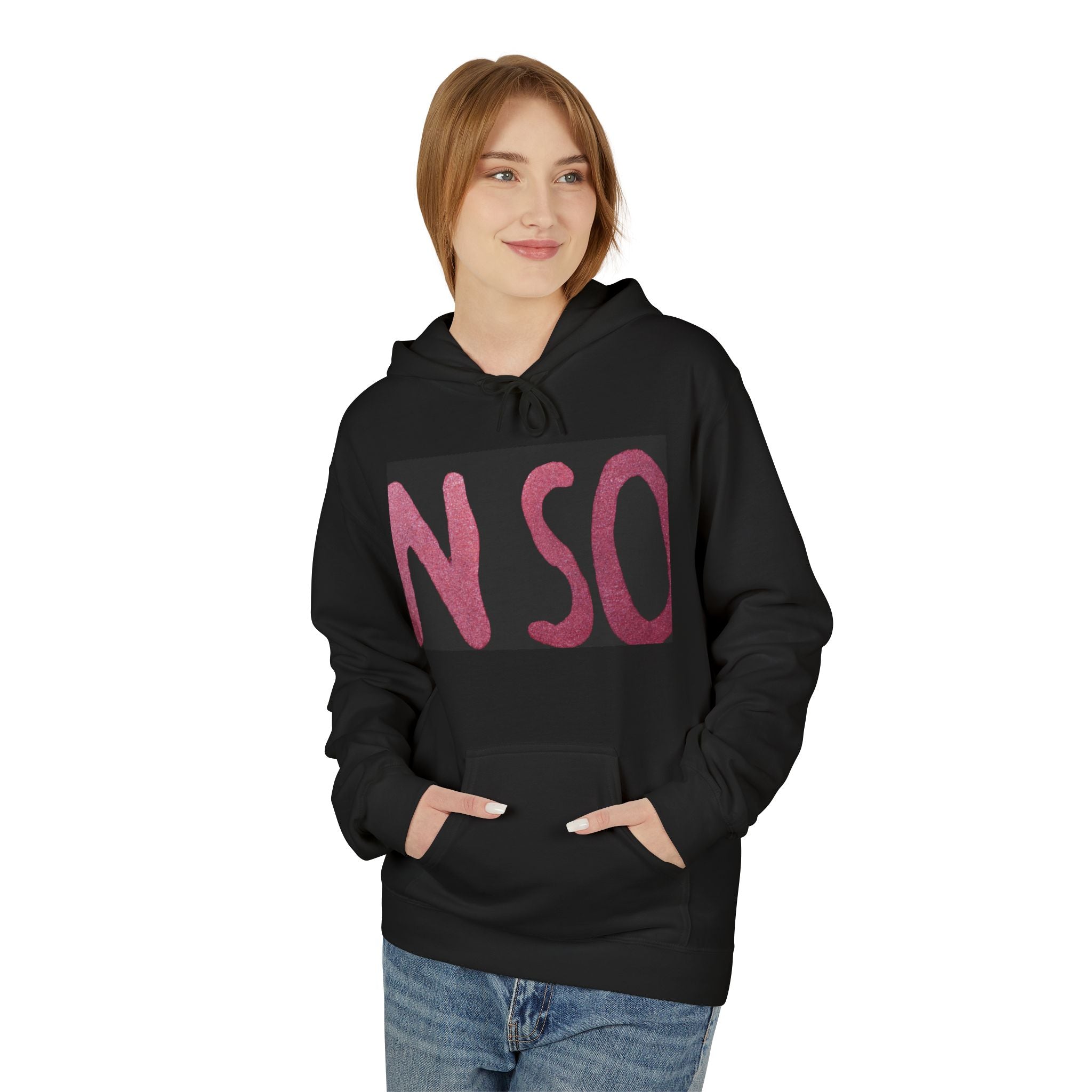NSO Graphic Hoodie — Pink Brushstroke Logo Pullover