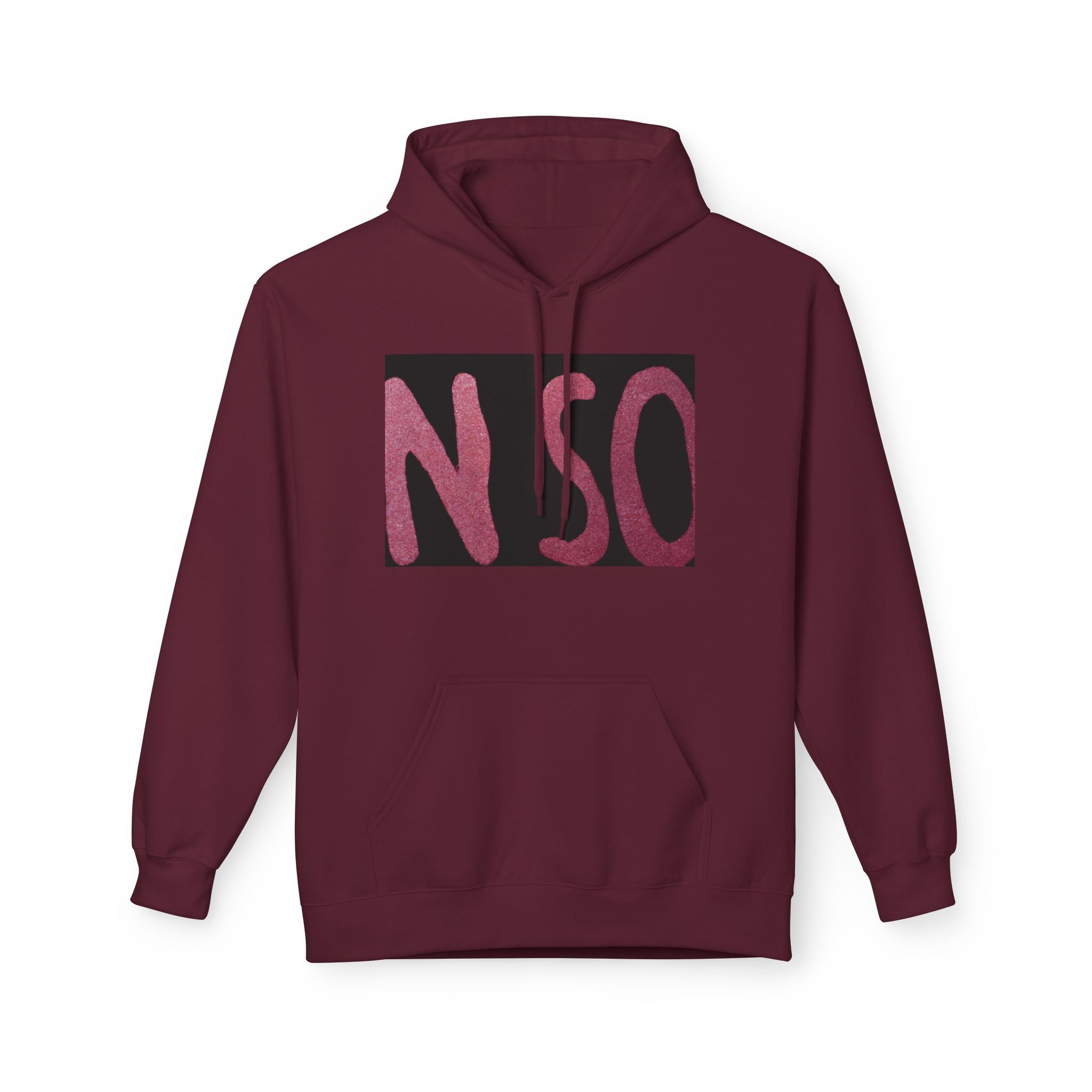 NSO Graphic Hoodie — Pink Brushstroke Logo Pullover