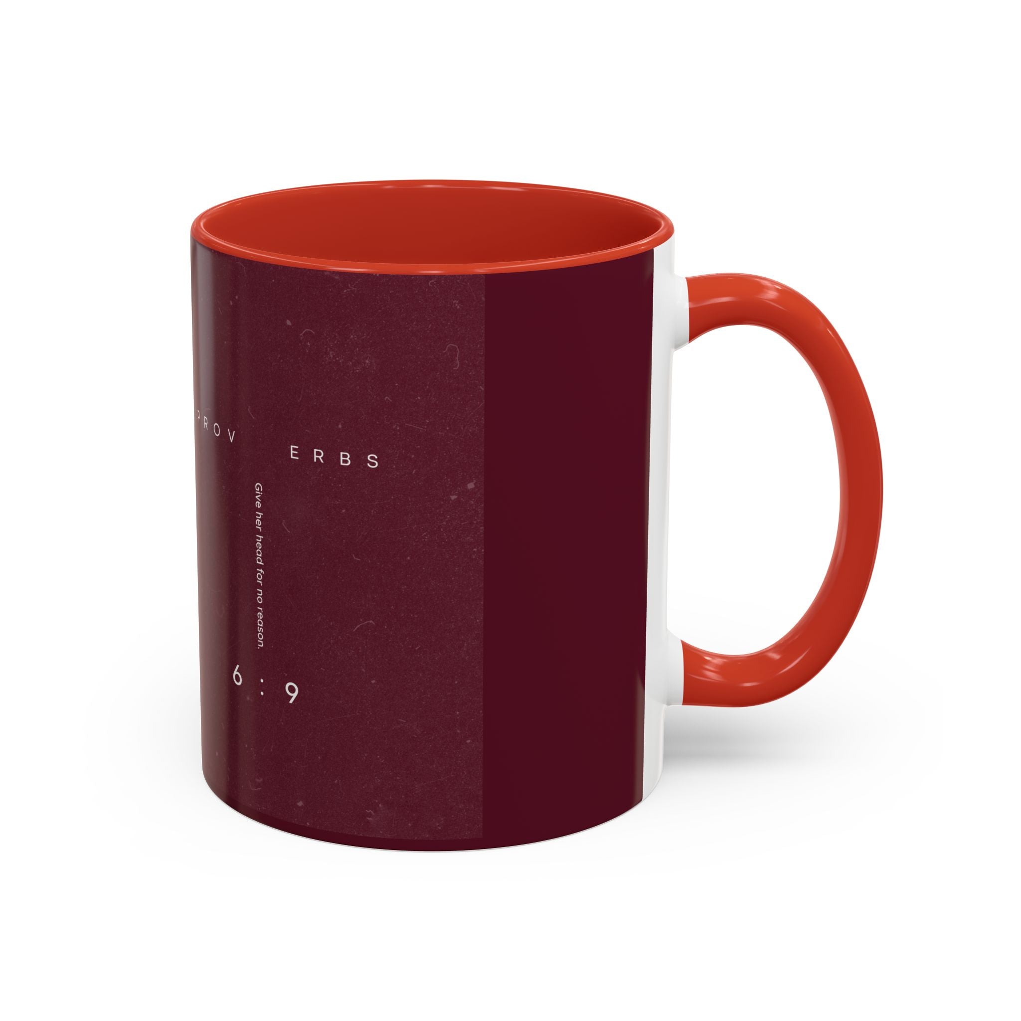 Proverbs 6:9 Burgundy Accent Coffee Mug – Inspirational Scripture Ceramic Mug