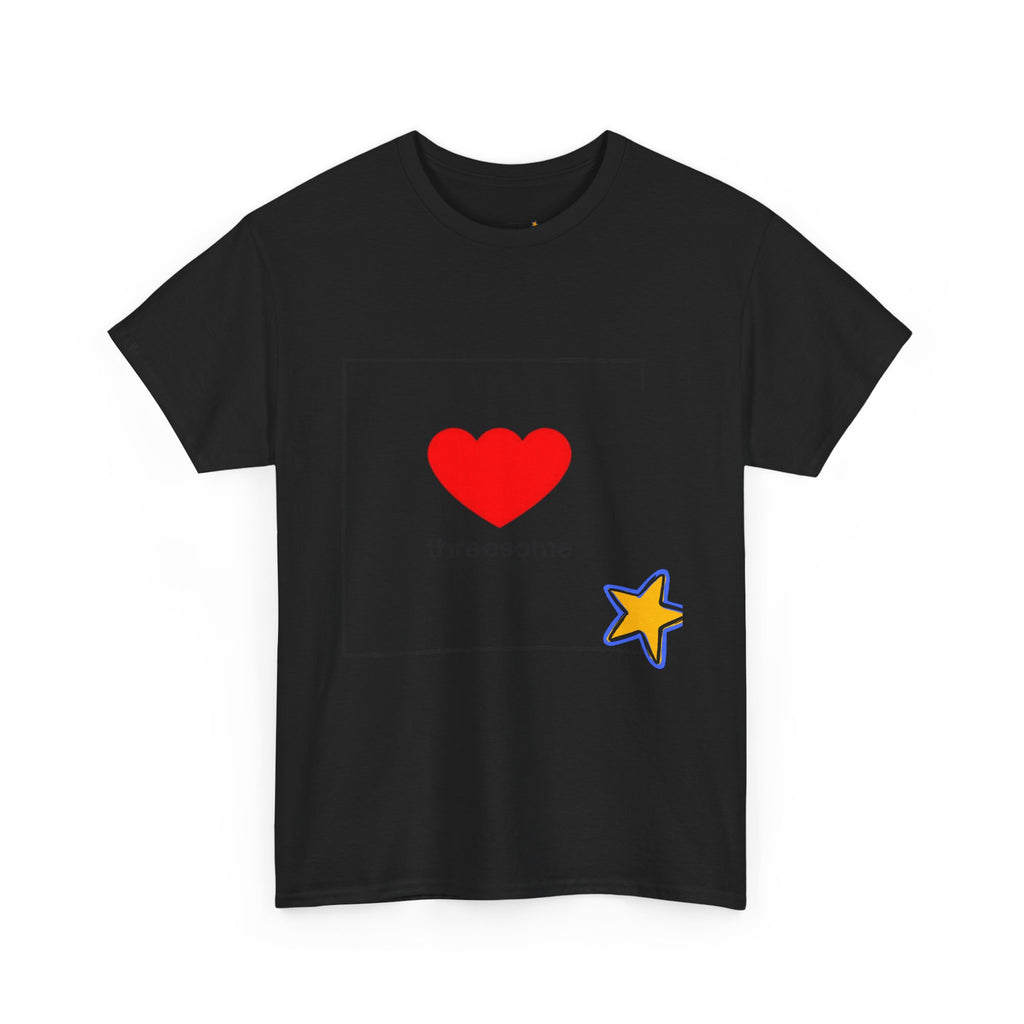 Threesome Heart Graphic Tee — Cute Star Accent Casual T-Shirt