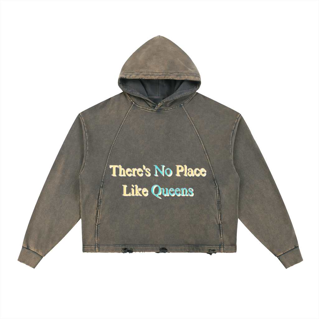 Vintage Washed Frayed-Hem Hoodie