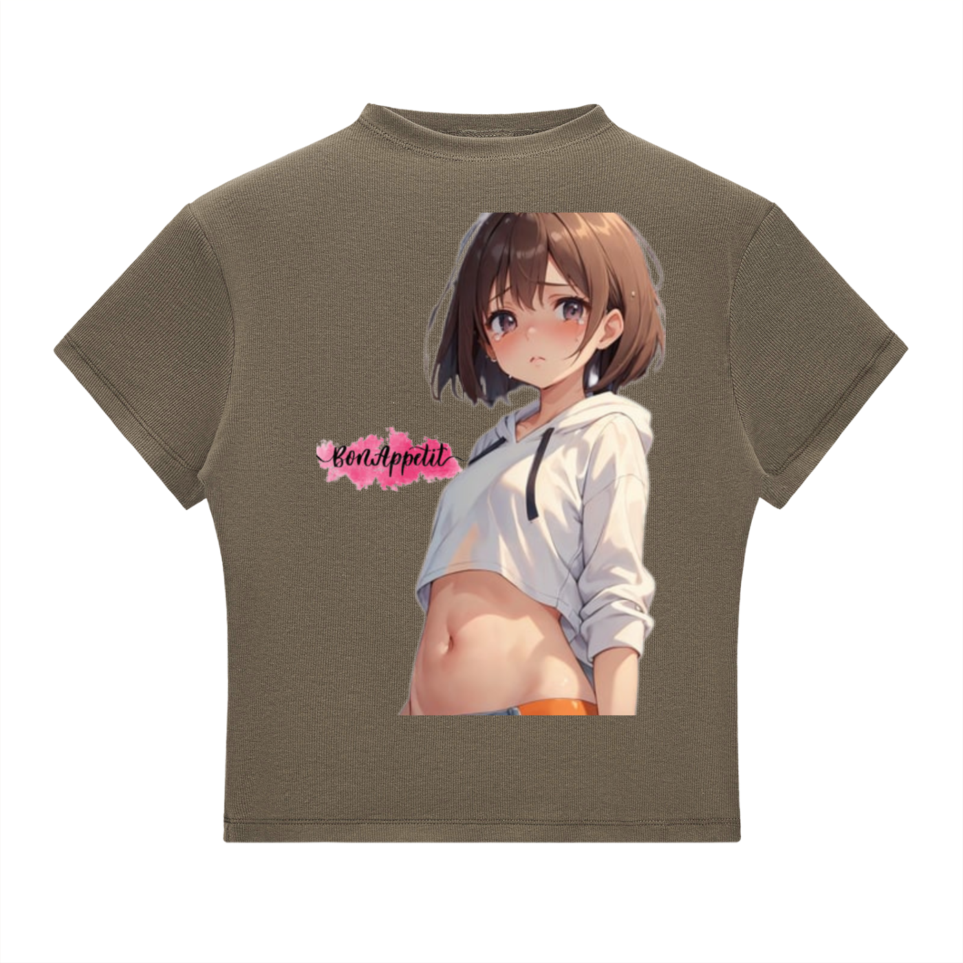 anime girl Slim Fit Mock Neck T-Shirt