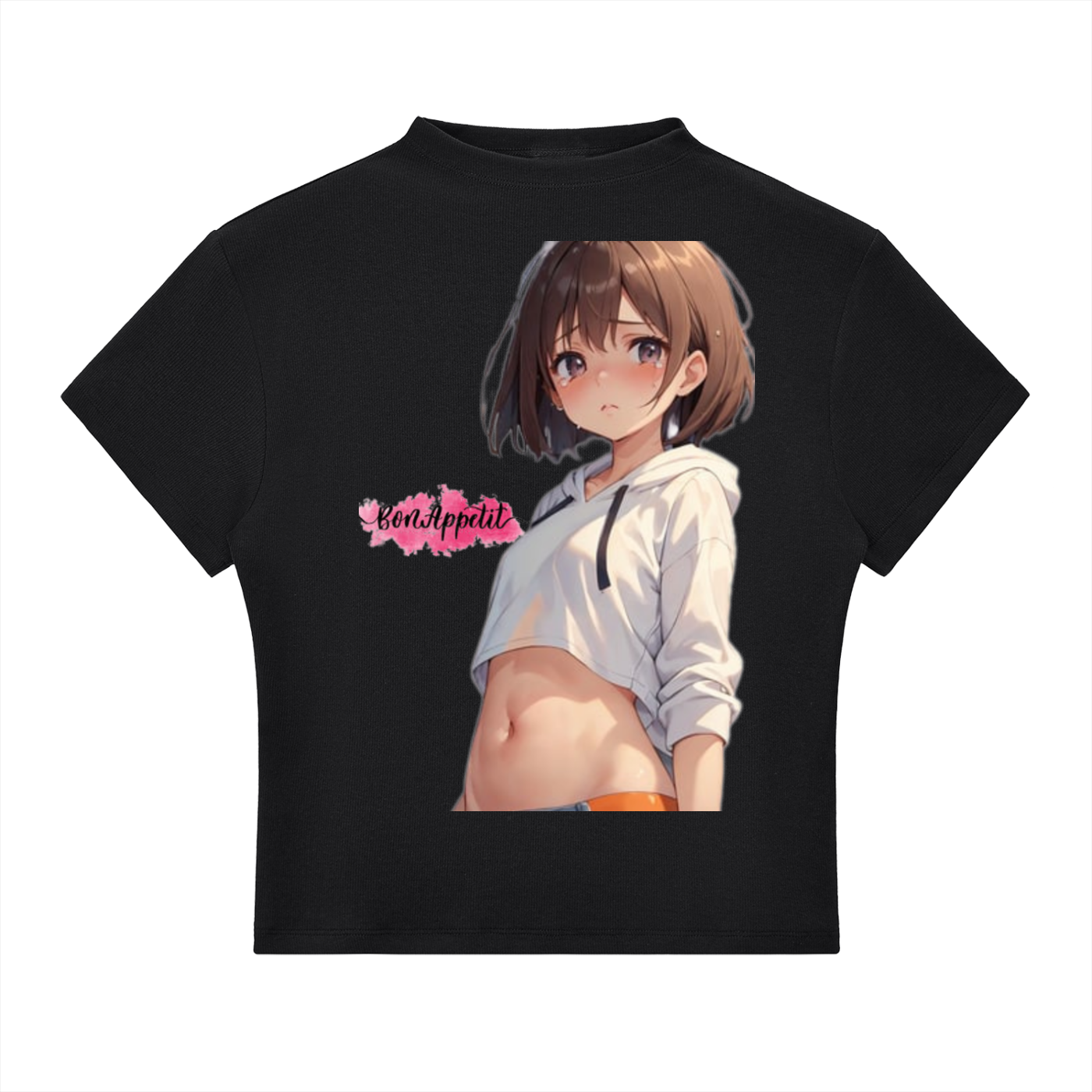 anime girl Slim Fit Mock Neck T-Shirt